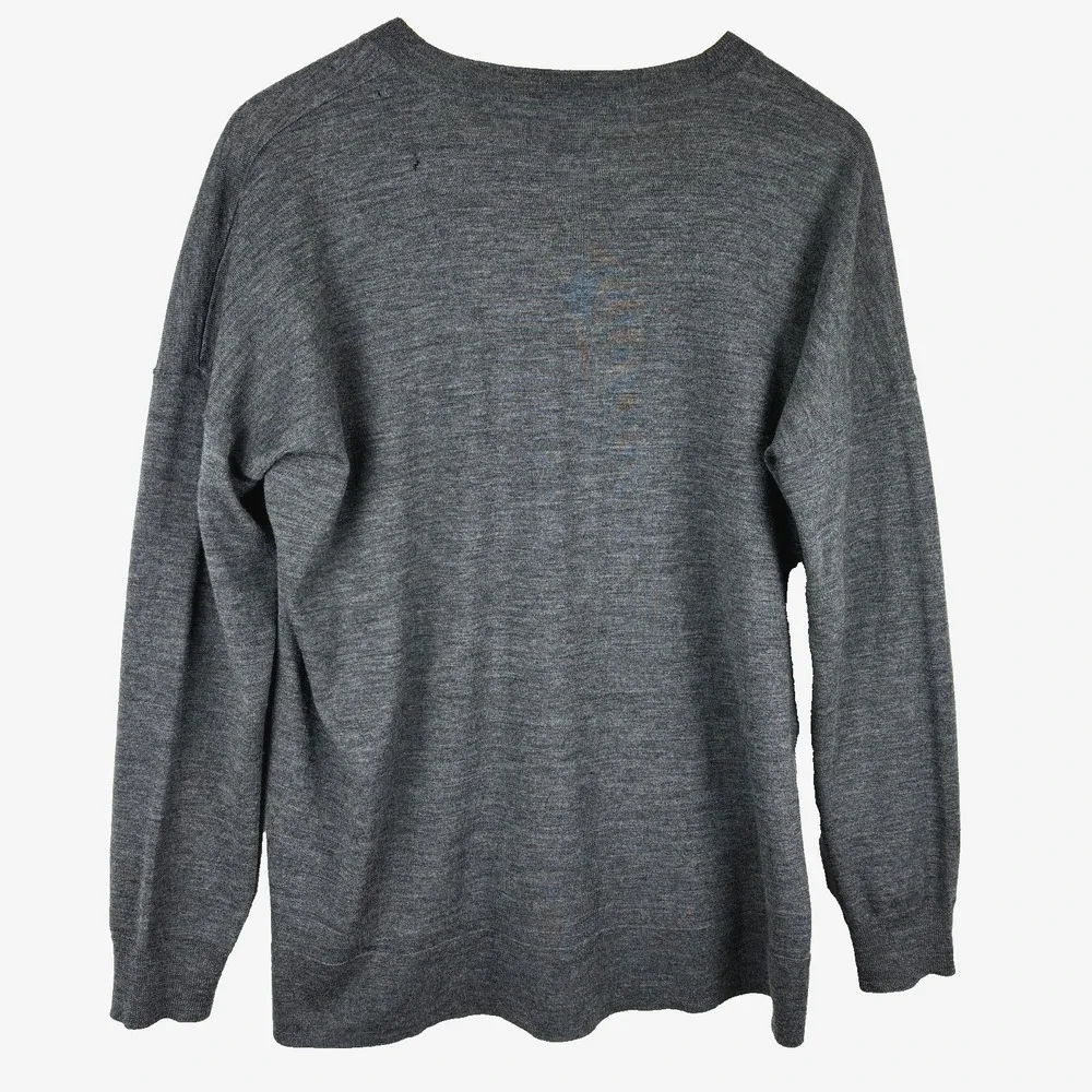 J Crew Men‎ V-Neck Wool Sweater Sz M Gray Pullover Lightweight Preppy Breathable